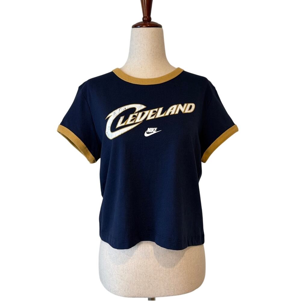 NWT Nike Cleveland Cavaliers Courtside Ringer T-Shirt, Blue, Women's Small